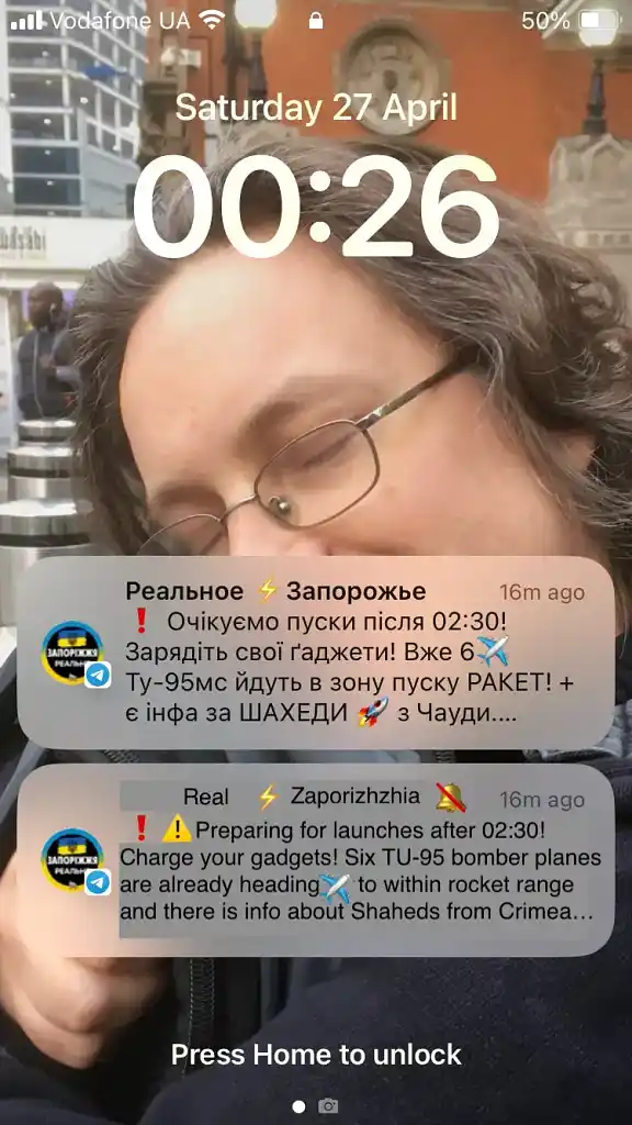 Telegram messages with updates on Russian forces' movements